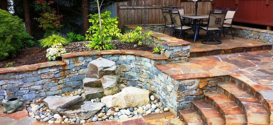 Natural Stone Patio & Water Feature